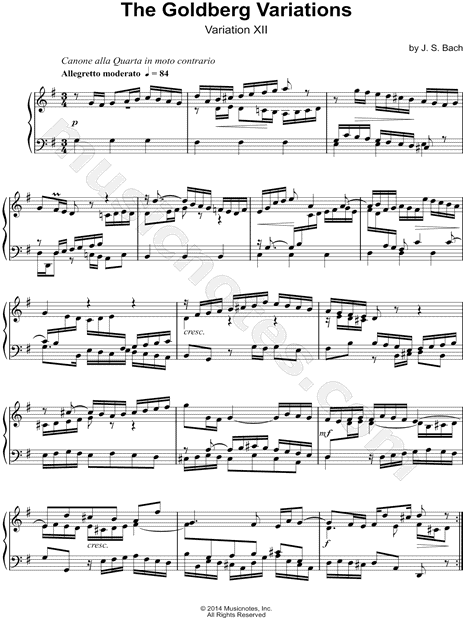 The Goldberg Variations, BWV 988: Variation XII
