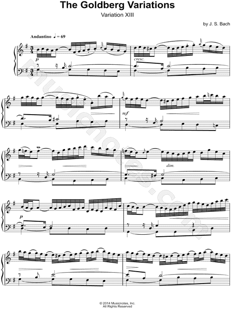 The Goldberg Variations, BWV 988: Variation XIII