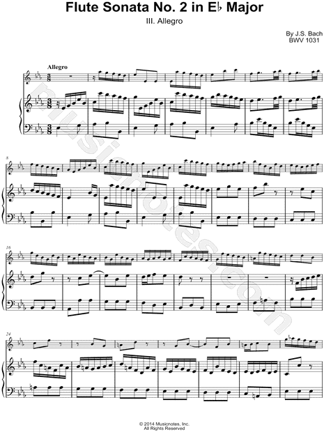 Flute Sonata No. 2 in Eb Major: III. Allegro - Piano Accompaniment