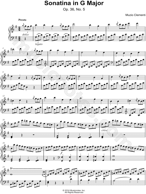 Sonatina In G Major, Op. 36, No. 5
