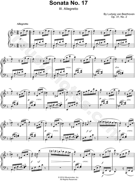 Sonata No. 17 in D Minor, Op. 31, No. 2: III. Allegretto