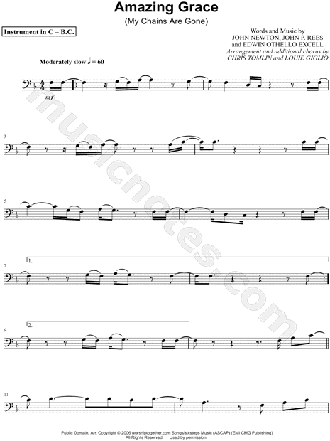 Amazing Grace (My Chains Are Gone) - Bass Clef Instrument