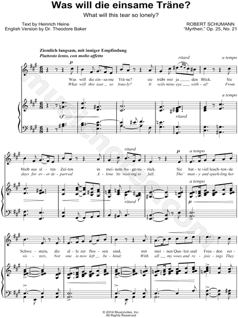 Myrthen, Op. 25: XXI. Was will die einsame Träne?