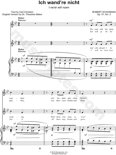 Lieder und Gesänge, Vol. 2, Op. 51: III. Ich wand're nicht