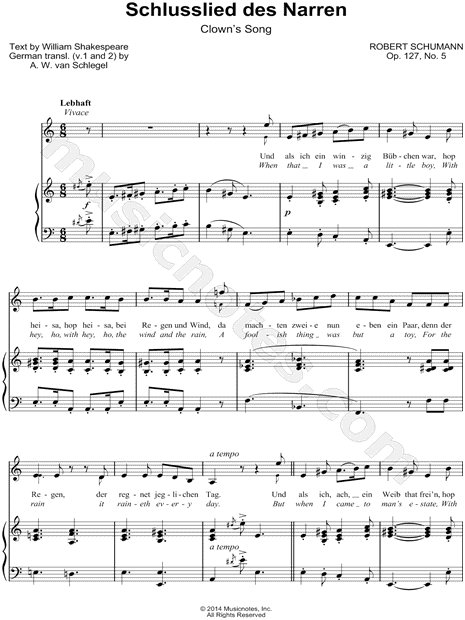 5 Lieder und Gesänge, Op. 127: V. Schlusslied des Narren