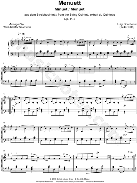 String Quintet in E major, Op. 11, No. 5: III. Minuet