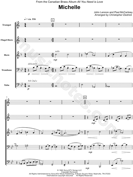Michelle - Score (Brass Quintet)