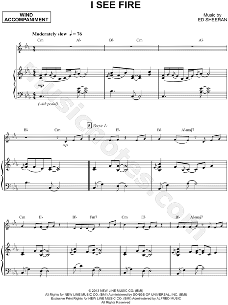 I See Fire - Piano Accompaniment (Winds)