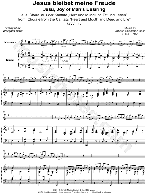Jesu, Joy of Man's Desiring - Clarinet & Piano