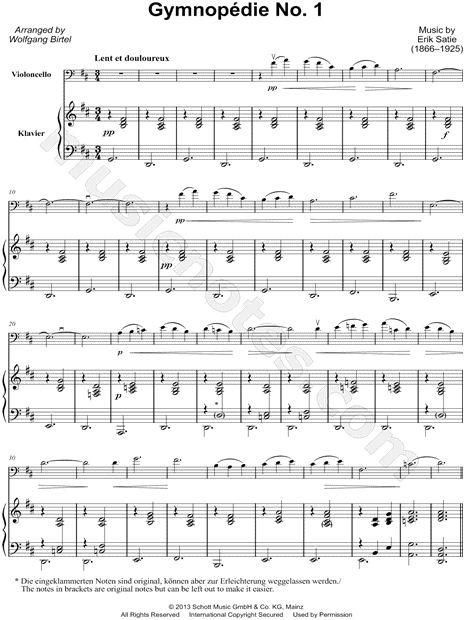 Gymnopédie No. 1 - Cello & Piano