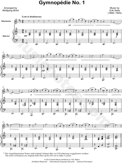 Gymnopédie No. 1 - Clarinet & Piano