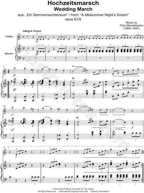 Wedding March from A Midsummer Night's Dream, Op. 61, No. 9 - Violin & Piano