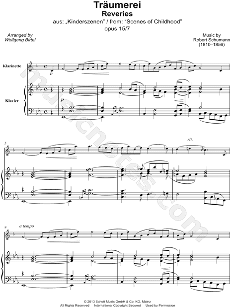 Kinderszenen, Op. 15, No. 7: Träumerei - Clarinet & Piano