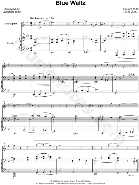 Blue Waltz - Alto Saxophone & Piano