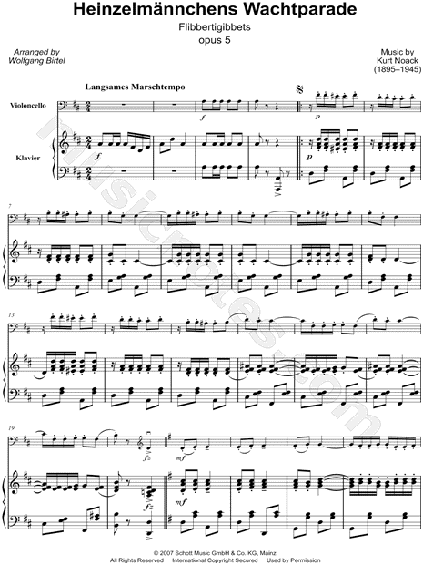 Heinzelmännchens Wachtparade, Op. 5 - Cello & Piano
