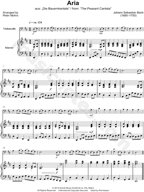Aria from The Peasant Cantata, BWV. 212 - Cello & Piano