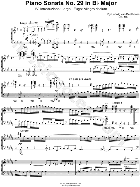 Piano Sonata No. 29 in Bb Major, Op. 106 ("Hammerklavier"): IV. Introduzione: Largo - Fuga: Allegro risoluto