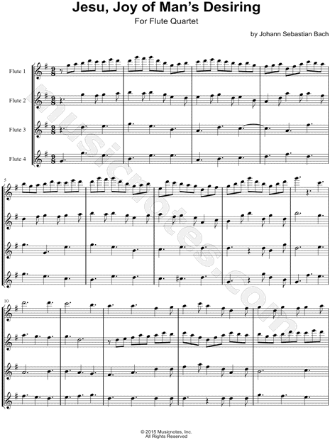 Jesu, Joy of Man's Desiring - Flute Quartet Score