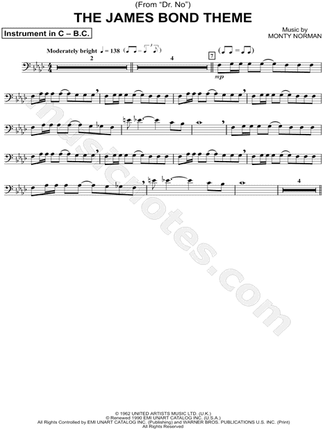 The James Bond Theme - Bass Clef Instrument