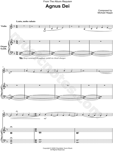 Requiem, VI. Agnus Dei - Synthesizer part