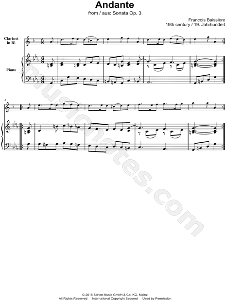 Andante from Sonata Op. 3 - Clarinet & Piano
