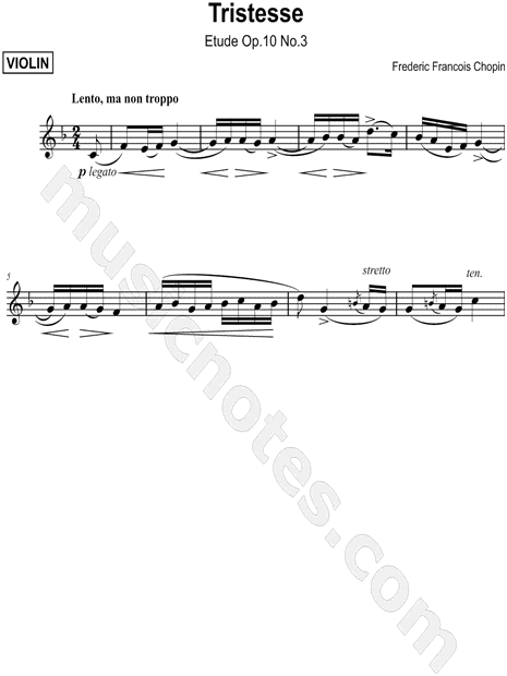 Tristesse from Étude, Op. 10, No. 3 [Main Theme]