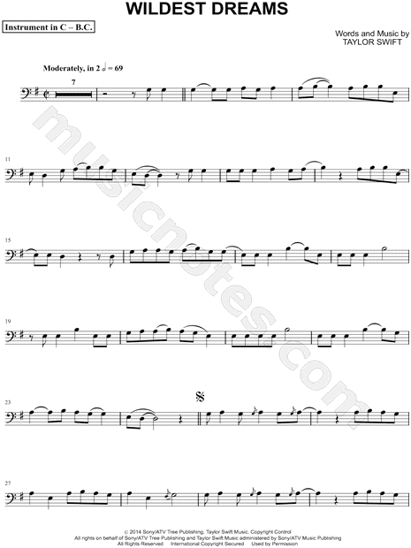 Wildest Dreams - Bass Clef Instrument