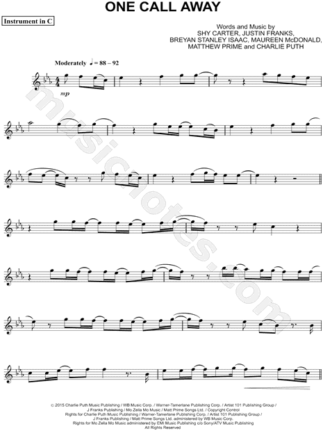 One Call Away - C Instrument