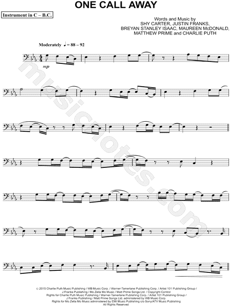 One Call Away - Bass Clef Instrument