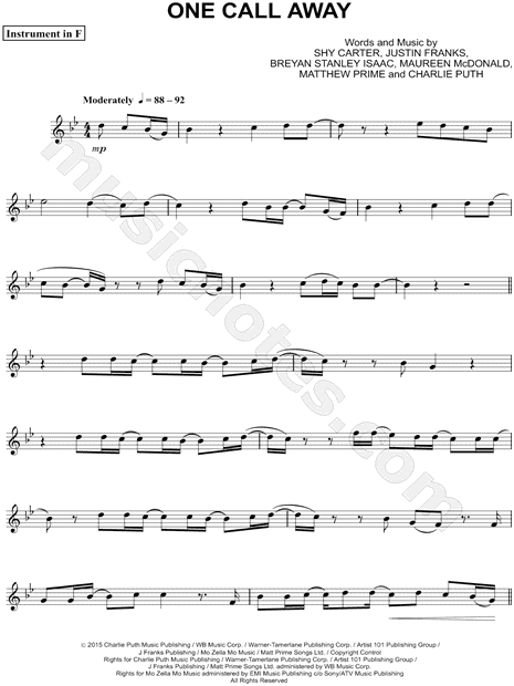 One Call Away - F Instrument