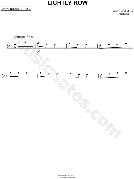 Lightly Row - Bass Clef Instrument