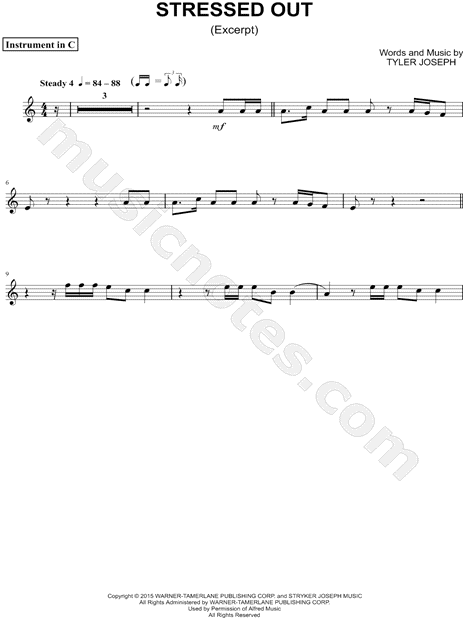 Stressed Out [excerpt] - C Instrument