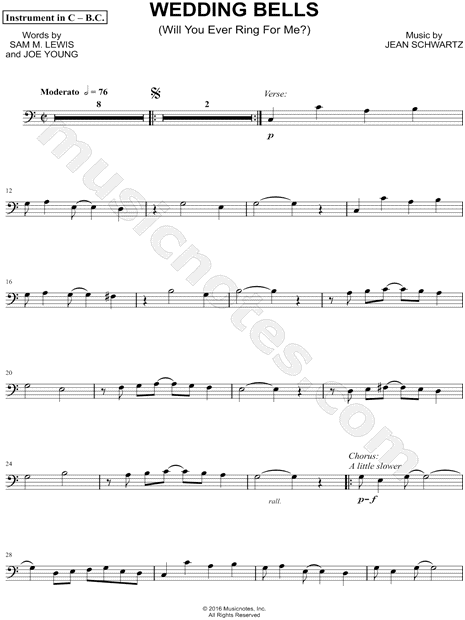 Wedding Bells (Will You Ever Ring for Me?) - Bass Clef Instrument