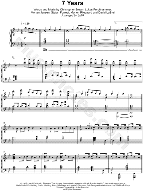 7 Years [advanced piano arrangement]