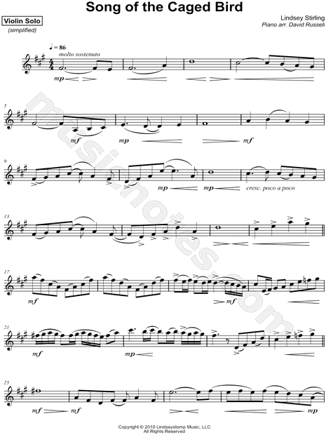 Song of the Caged Bird - Violin Part [Simplified]
