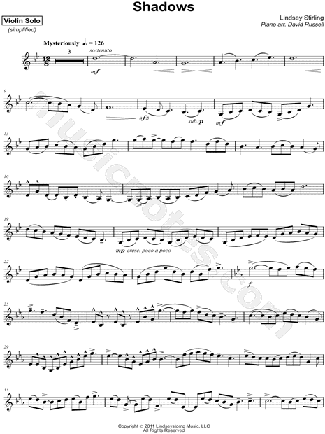 Shadows - Violin Part [Simplified]