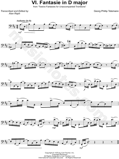 12 Fantasies for Unaccompanied Trombone, TWV 40:2-13: VI. Fantasie in D Major