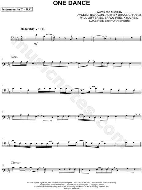 One Dance - Bass Clef Instrument