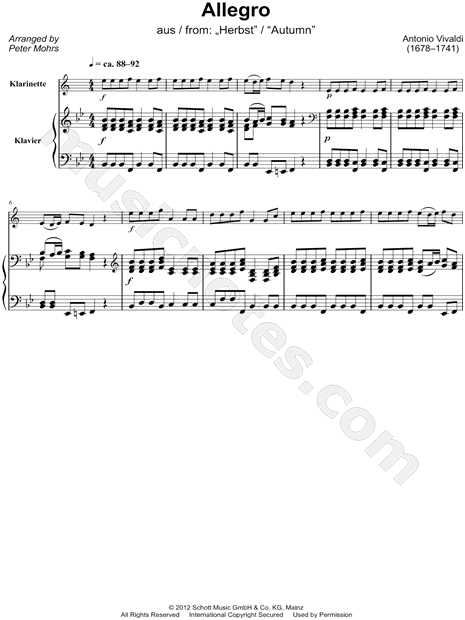 The Four Seasons: Autumn - First Movement (Allegro - Main Theme) - Clarinet & Piano