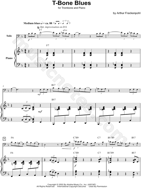 T-Bone Blues - Trombone & Piano