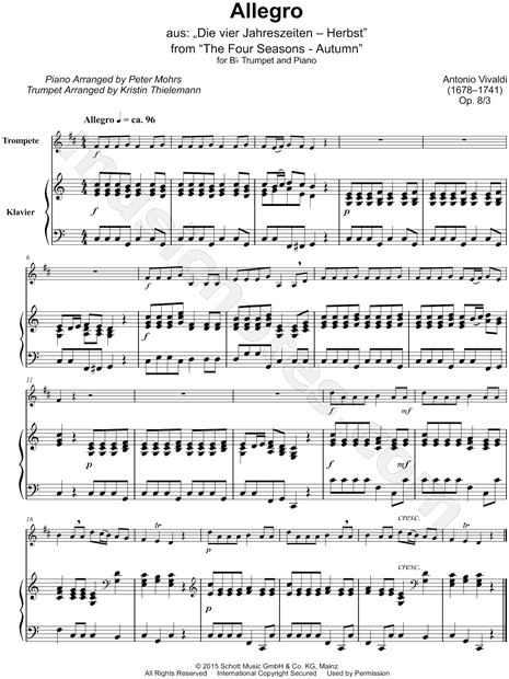 The Four Seasons: Autumn - First Movement (Allegro - Main Theme) - Trumpet & Piano