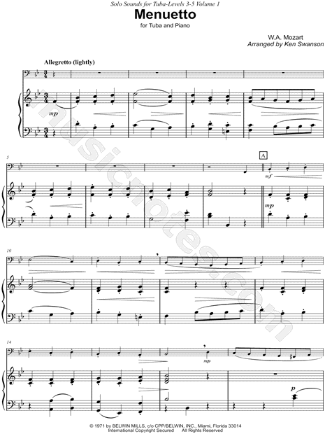 Menuetto from Eine Kleine Nachtmusik - Tuba & Piano