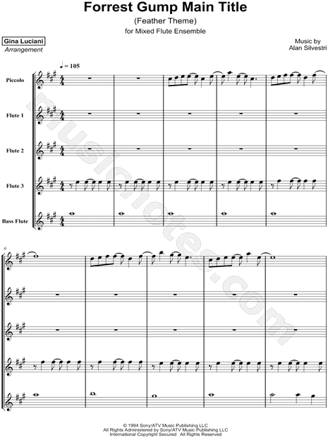 Forrest Gump Main Title - Mixed Flute Ensemble