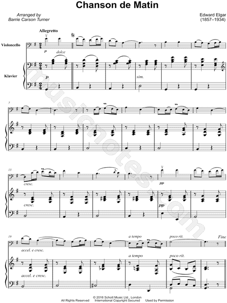 Chanson de Matin, Op. 15, No. 2 - Cello & Piano