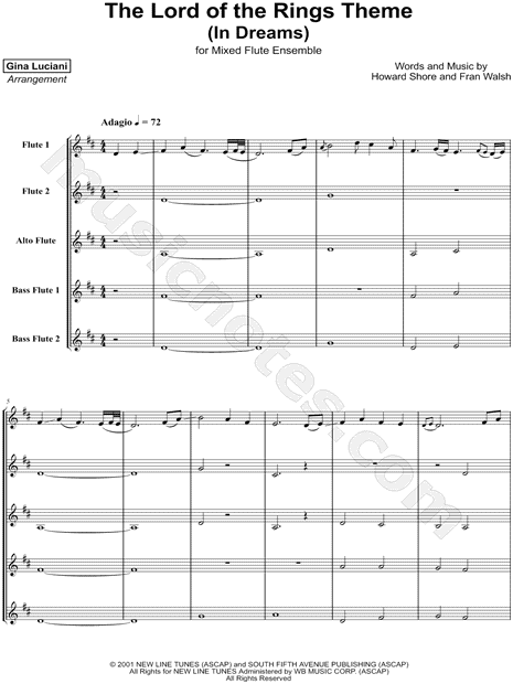 The Lord of the Rings Theme (In Dreams) - Mixed Flute Ensemble