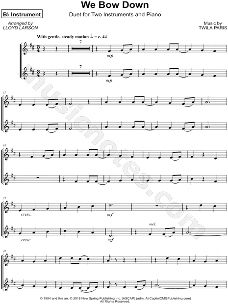 We Bow Down - Bb Instrument Duet