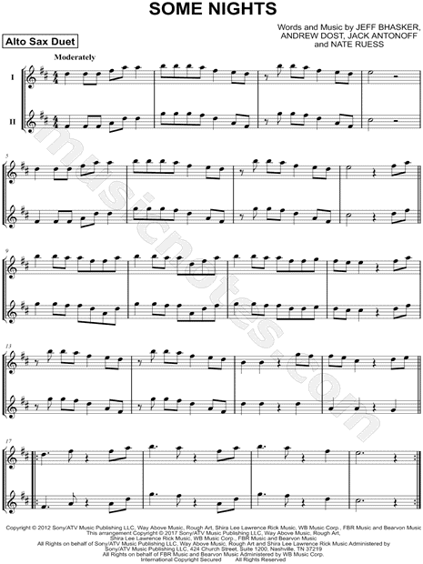 Some Nights - Alto Saxophone Duet