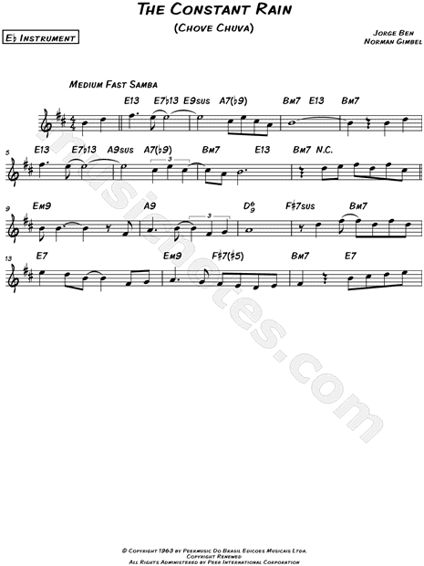 The Constant Rain (Chove Chuva) - Eb Instrument