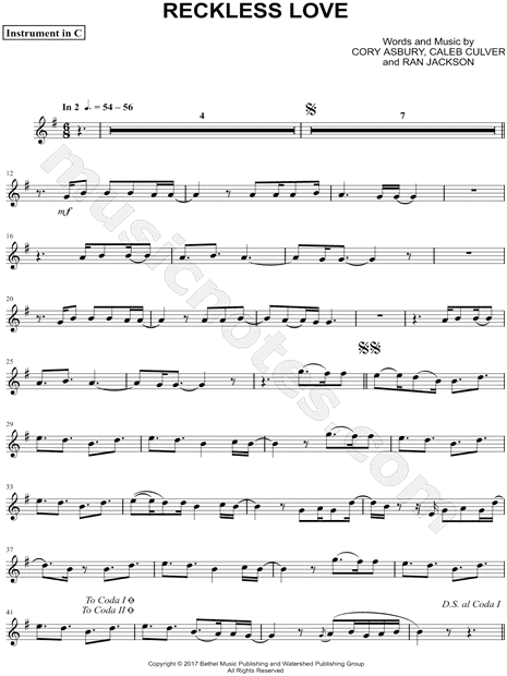 Reckless Love - C Instrument