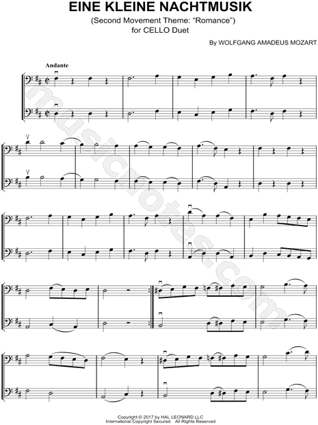 Eine Kleine Nachtmusik: II. Romanza - Cello Duet